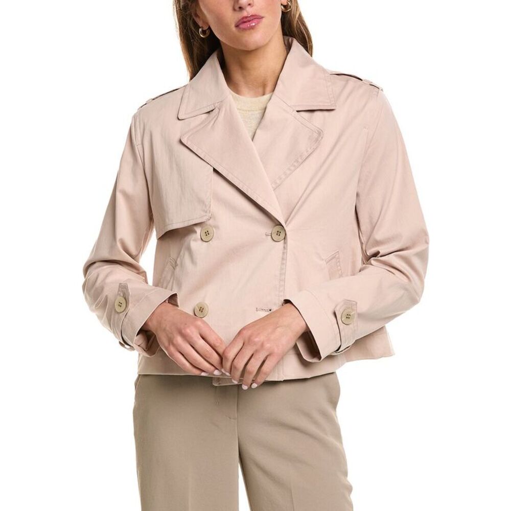 Fleurette Womens  Cropped Trench Coat, Pink